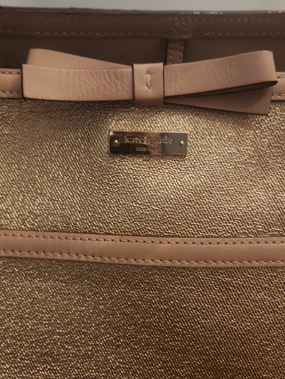 Kate Spade Woven Straw W Metallic Gold Finish Circa 2015 - Picture 2 of 10